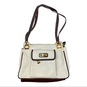 🔵Vintage Capezio Cream Brown Shoulder Bag Purse Y2K